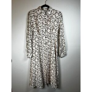 GOA GOA Women's Abstract Print Button Front Long Sleeve Shirt Dress Size‎ S